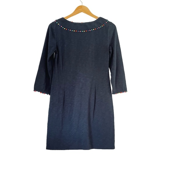 Boden Women’s Charlie Jersey Dress 6R Navy Blue Ric Rac Trim Mini Classic Chic - Picture 2 of 10